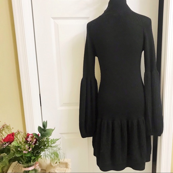 ANNE FONTAINE BLACK WOOL KNIT DRESS 42 L - Picture 3 of 3